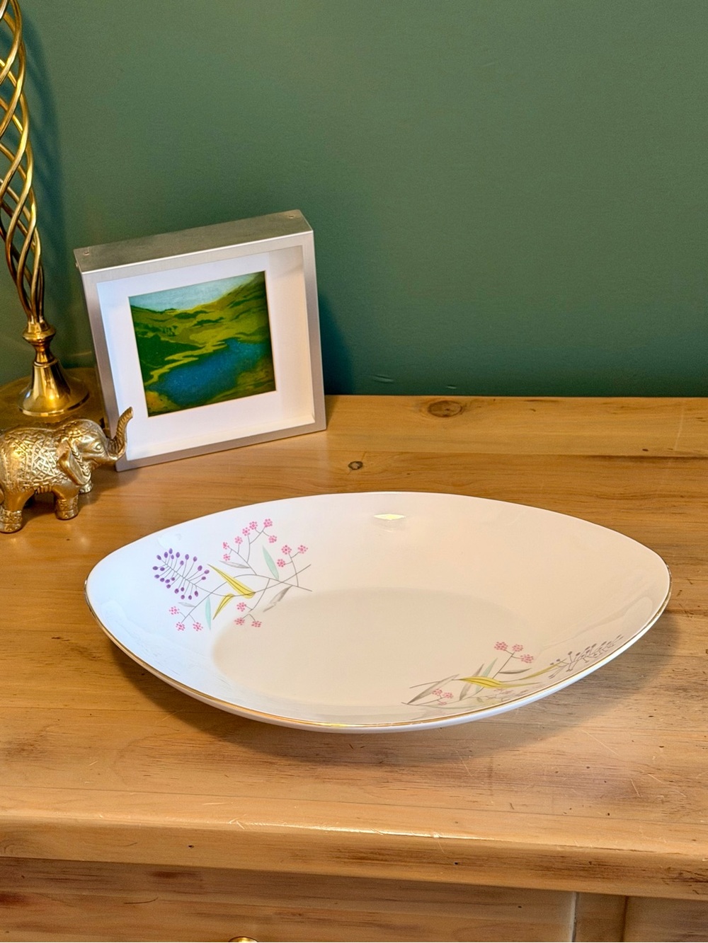 Vintage Bohemian Fine China Czechoslovakia MCM Floral Serving Bowl 🌸